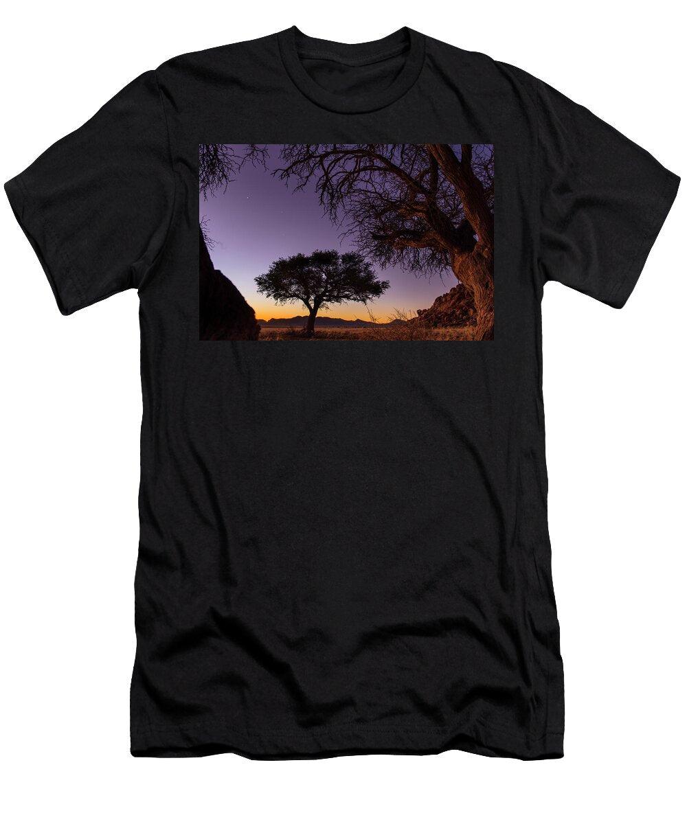 Camel Thorn Tree Silhouetted At Sunset in the Cold Winter Emanuele Biggi Natureplcom T-Shirt