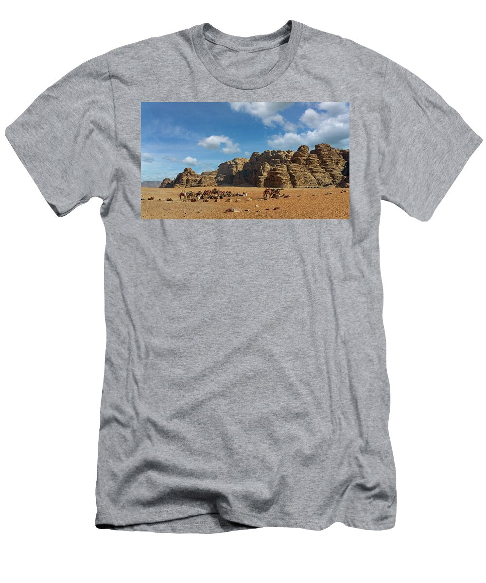 Camels Resting in the Wadi Rum Desert Joe Desousa T-Shirt