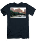 Dromedary Camels in a Gorge with Water and Trees on the Enrique Lopez Tapia Natureplcom T-Shirt