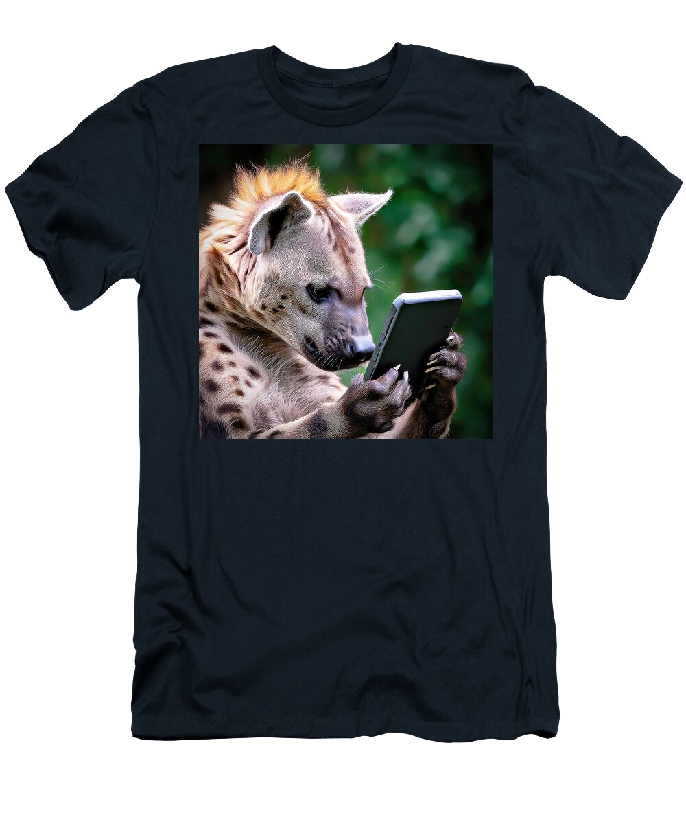 Hyena on a Smartphone David Manlove T-Shirt