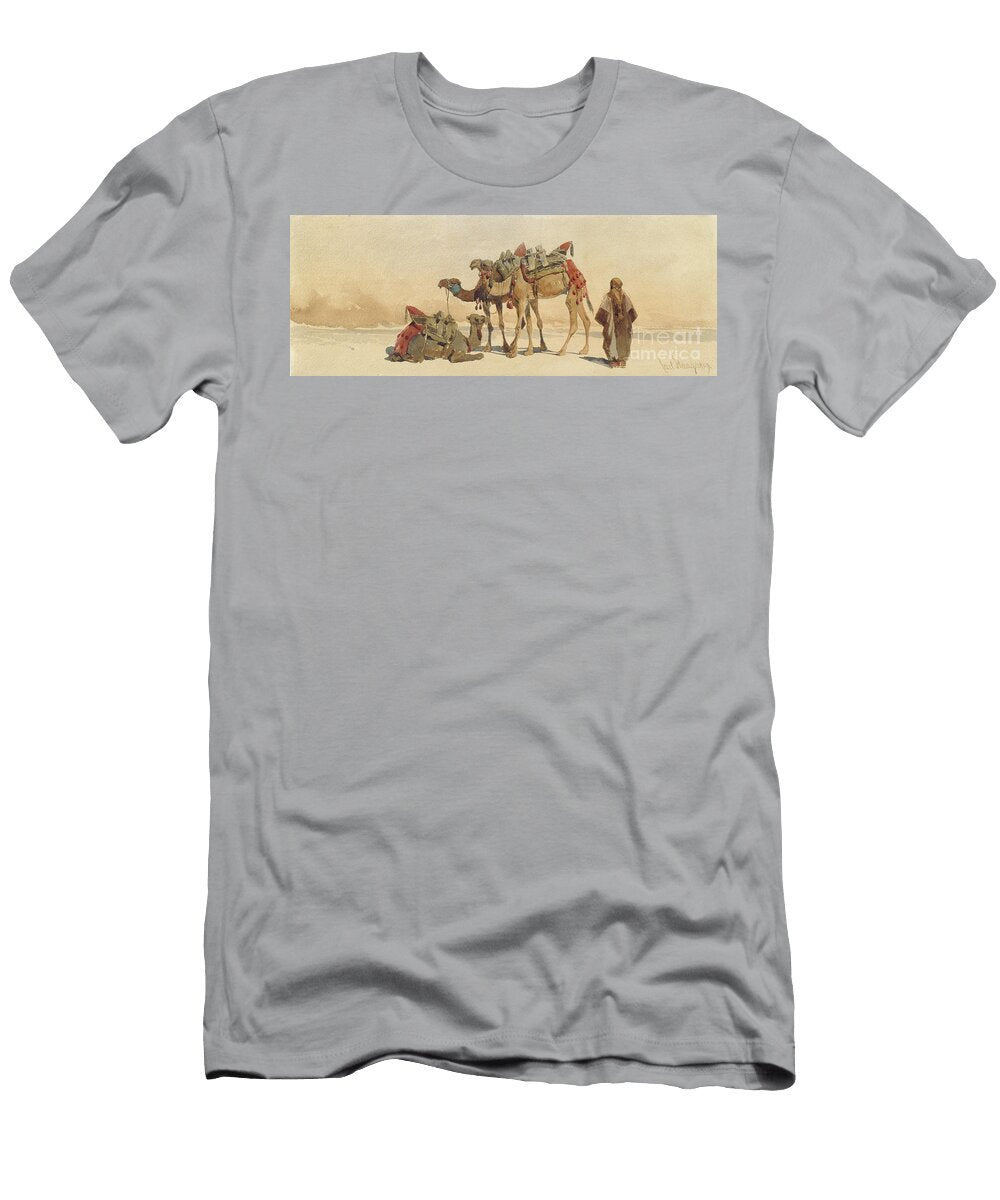 Resting with Three Camels in the Desert 1859 Carl Haag T-Shirt